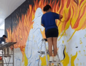 Lee más sobre el artículo Realizan mural en homenaje a bomberos de Chapala